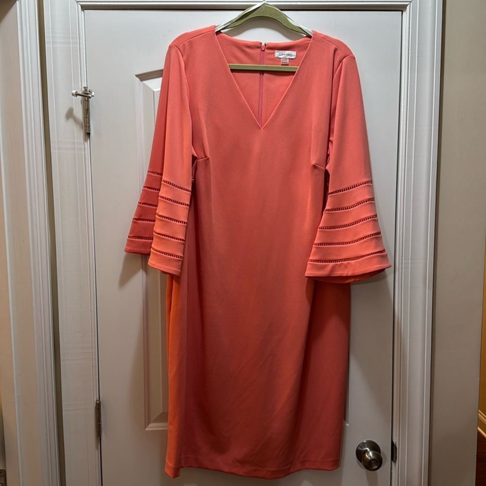 Elegant Coral V-Neck Dress